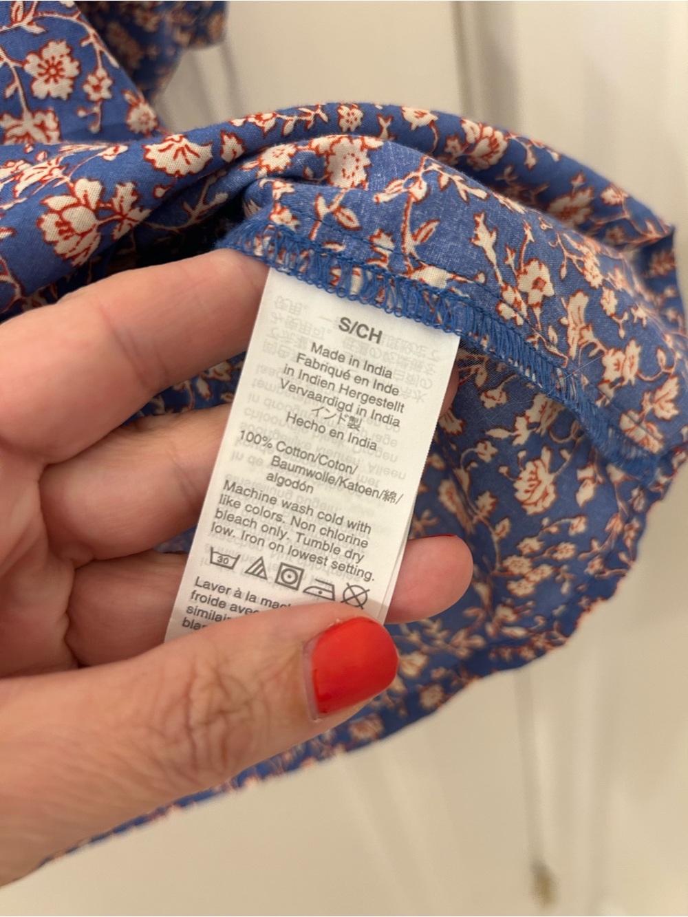 Madewell Blue Floral V-Neck Puff Sleeve Blouse - Picture 5 of 5